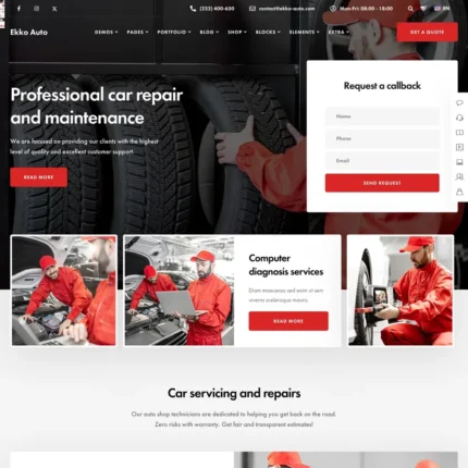 Auto Service Website Design with Free VPS Web Hosting