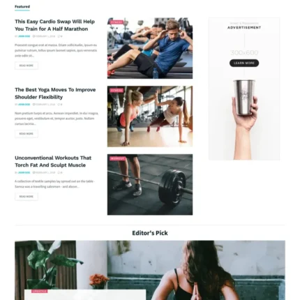 Fitness News Website Design with Free VPS Web Hosting