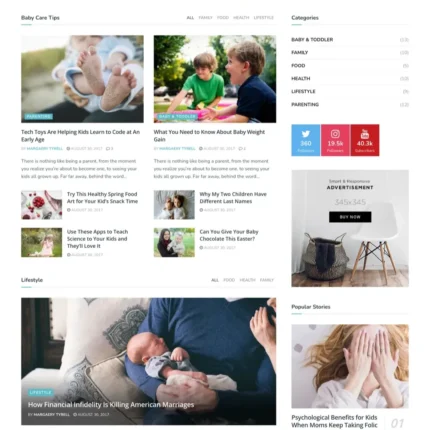 Parenting News Website Design with Free VPS Web Hosting