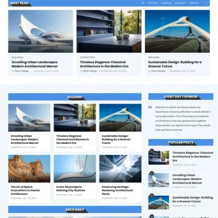 Architecture News Website Design with Free VPS Web Hosting