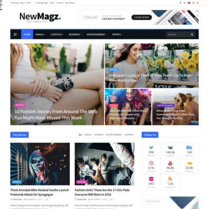 Classic Magazine Website Design with Free VPS Web Hosting