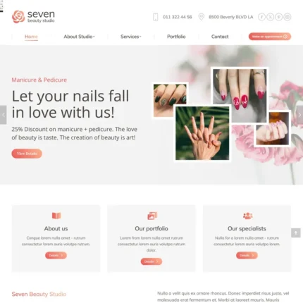 Beauty Studio Website Design with Free VPS Web Hosting