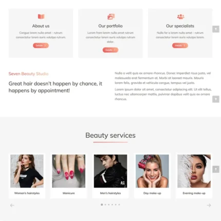 Beauty Studio Website Design with Free VPS Web Hosting