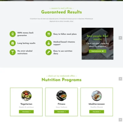 Nutrition Expert Website Design with Free VPS Web Hosting