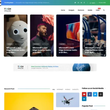 Tech Magazine Website Design with Free VPS Web Hosting