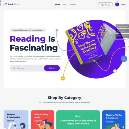 Bookshop Website Design with Free VPS Web Hosting