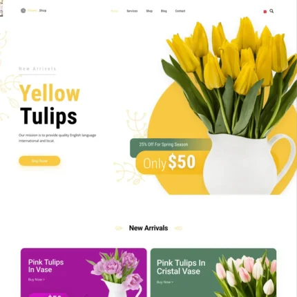 Flower Shop Website Design with Free VPS Web Hosting