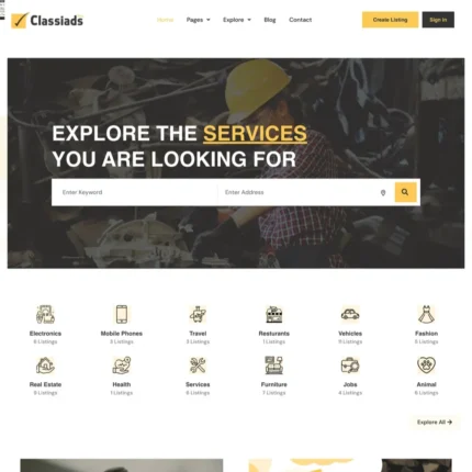 Service Listing Website Design with Free VPS Web Hosting