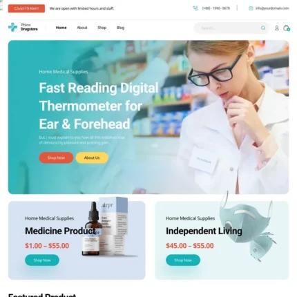 Drug Shop Website Design with Free VPS Web Hosting